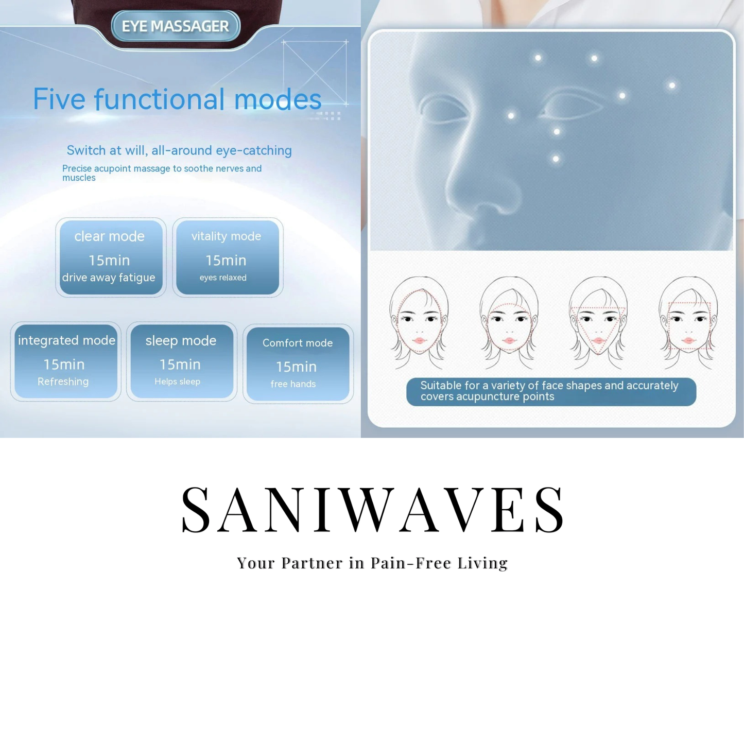 Smart Bluetooth Music Eye Massager Airbag Vibration Hot Compress