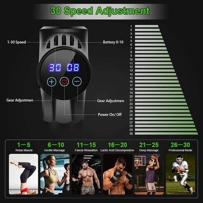 Deep Tissue Vibration Pistola De Massage Gun Type-c 30 Speed Percussion Led Touch Screen Muscle Massage Gun