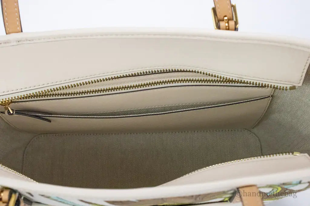 Tory Burch (144081) Emerson Small Climbing Palms Printed Canvas Tote Handbag